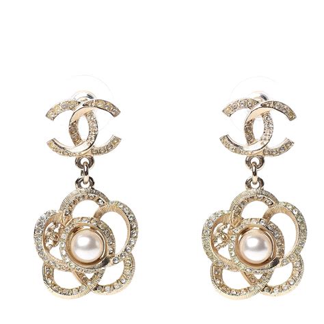 chanel camellia pearl earrings